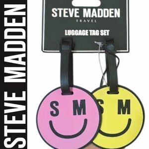 Steve Madden SM Logo Smiley Face Travel Luggage Tag Set